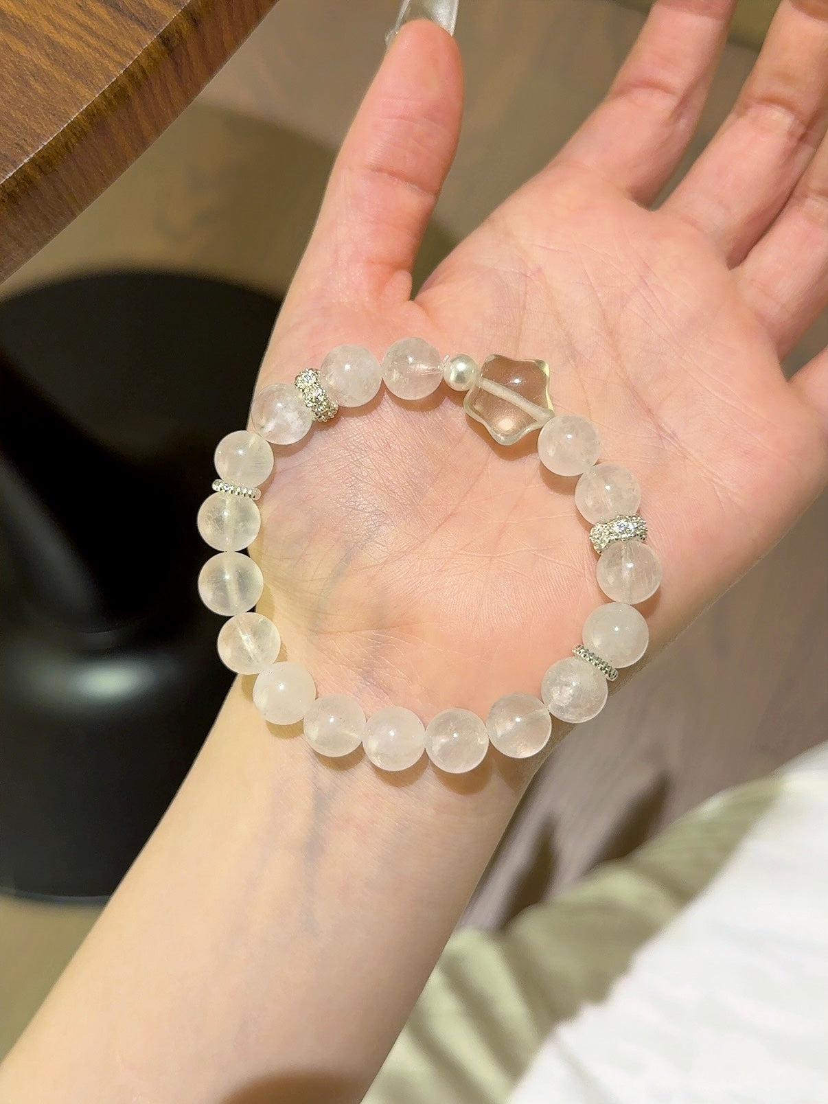 ▫️▪️ Blue moonlight pearl citrine star bracelet